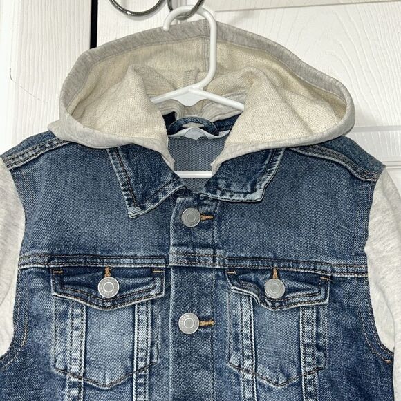 H&M Boys Hoodie Kids Blue/Light Gray Denim Jacket(Size 6) - Picture 8 of 10